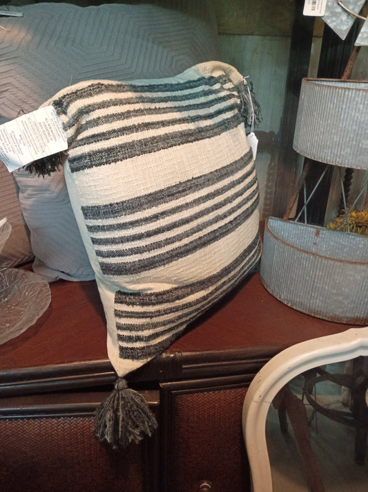 Grey Striped Throw Pillow