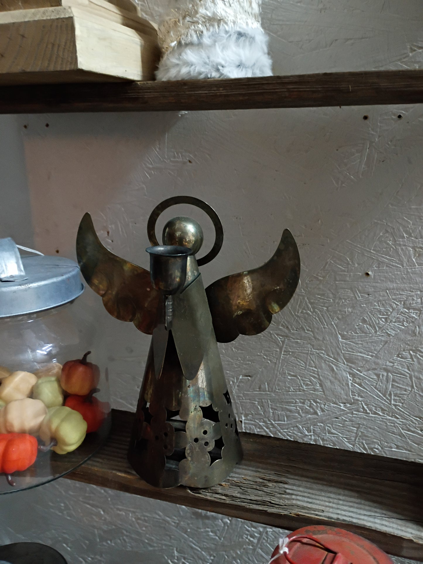 Silver Xmas Angel Candleholder