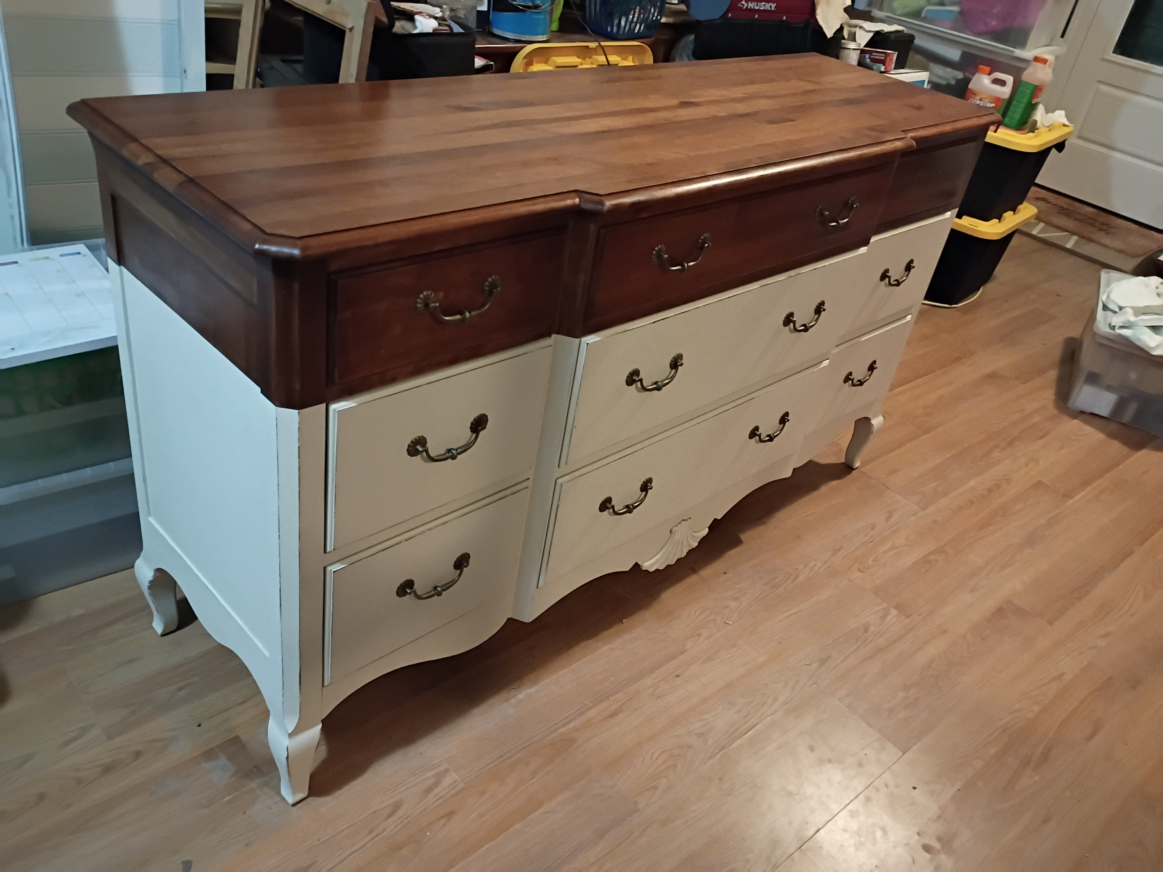 Buffet Mess Custom Paint Dresser/ Buffet – Distressed Mess & Poppies DIY Studio
